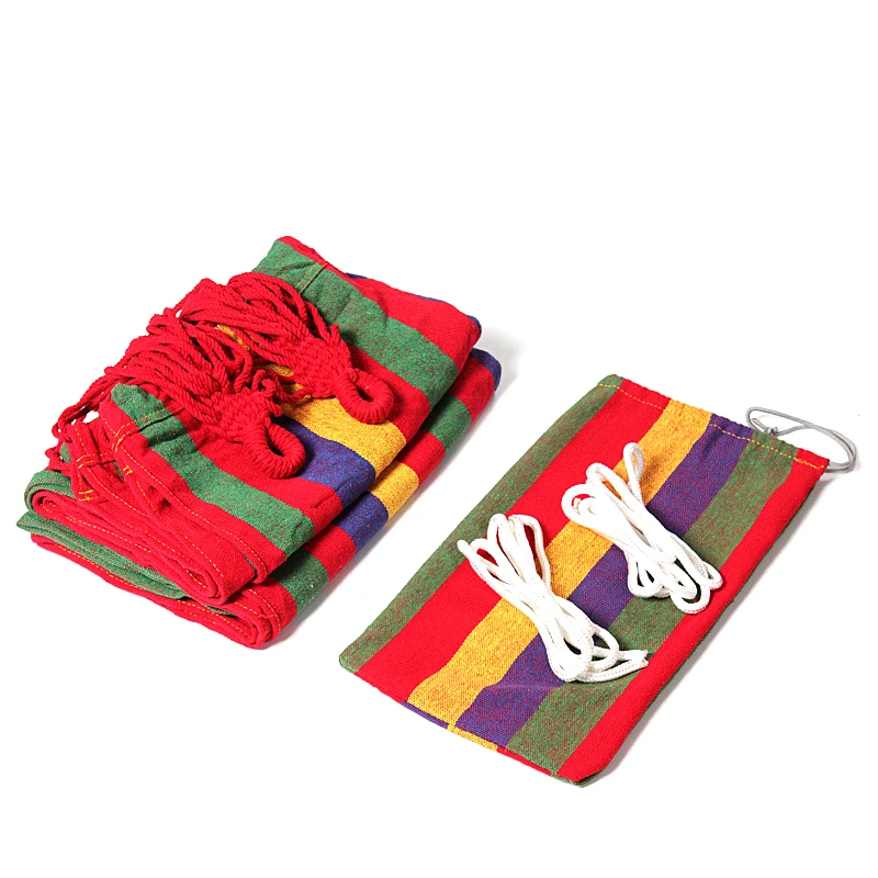 Outdoor Parachute portable leisure time double layer camping hammock Custom logo rainbow stripe sleeping swing bed hammock