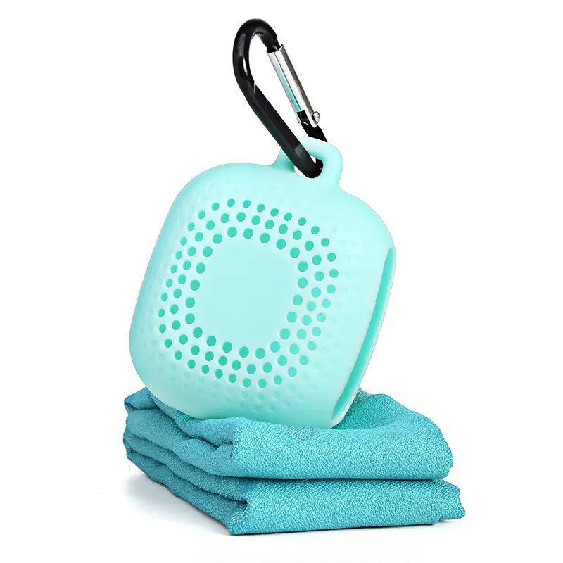 
100% Microfiber Quick Dry Silicone Storage Case Travel Towel 
