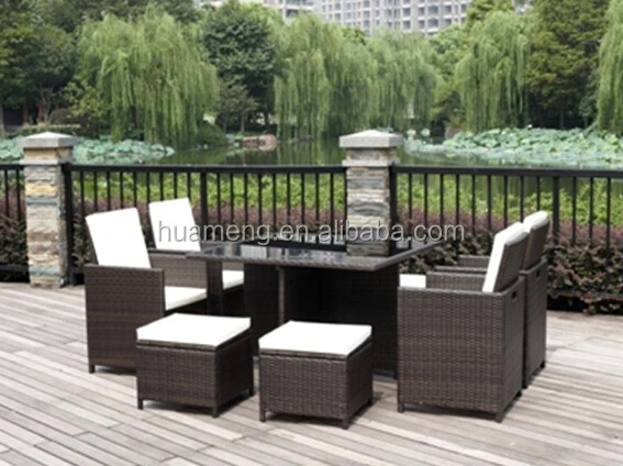 
9 piece outdoor garden wicker rattan patio cube set furniture dinning set 