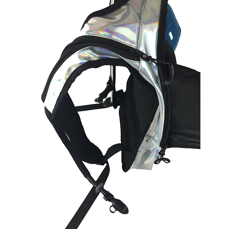 Holographic Leather Hydration Backpack Rave Cycling Bag Laser Water Backpack with 2L Water Bladder