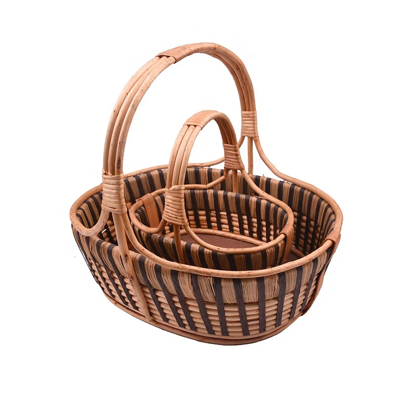 
Fancy wedding handles food fruit hamper natural christmas decorations handmade willow rattan wicker empty flower gift basket 