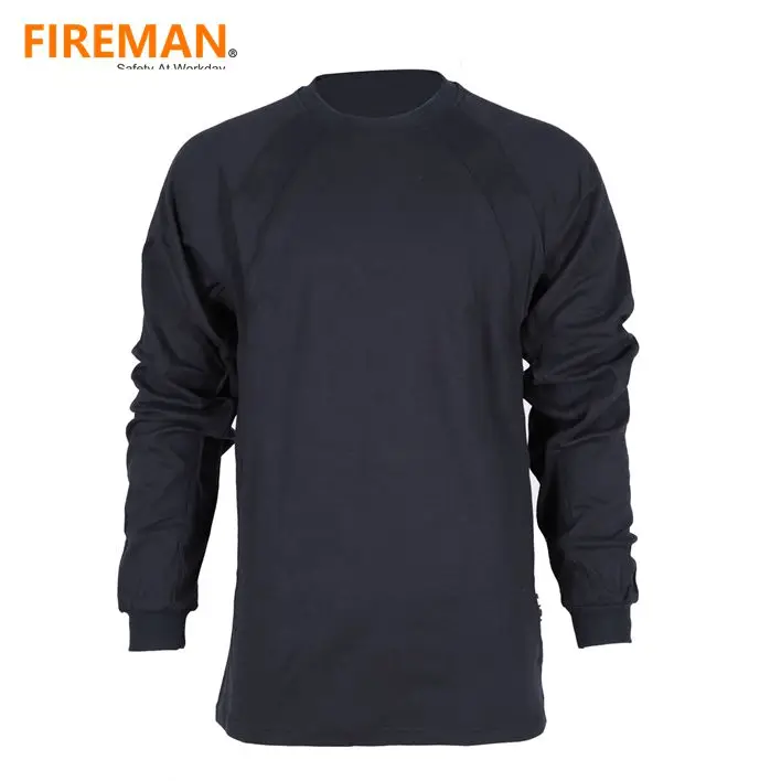 Wholesale Cotton Flame Resistant Long Sleeve FR Work safety jersey tee Shirt
