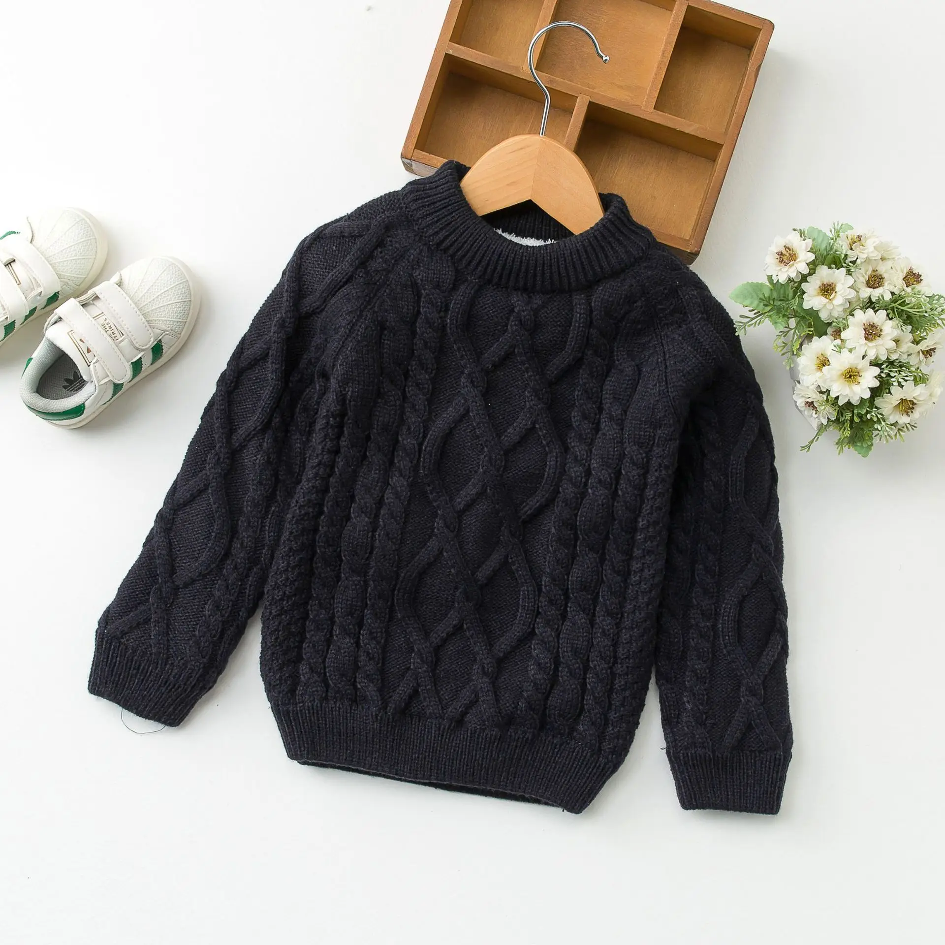 wholesale solid color knitted baby boy sweater designs pullover sweaters