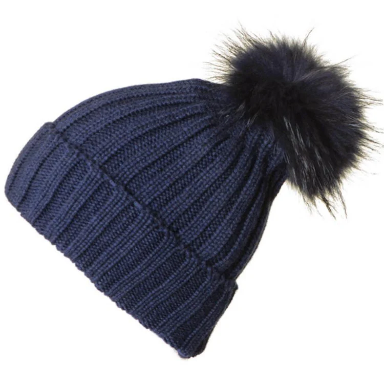 
China Manufacturer Custom headwear caps fur pompon beanie with fast delivery 
