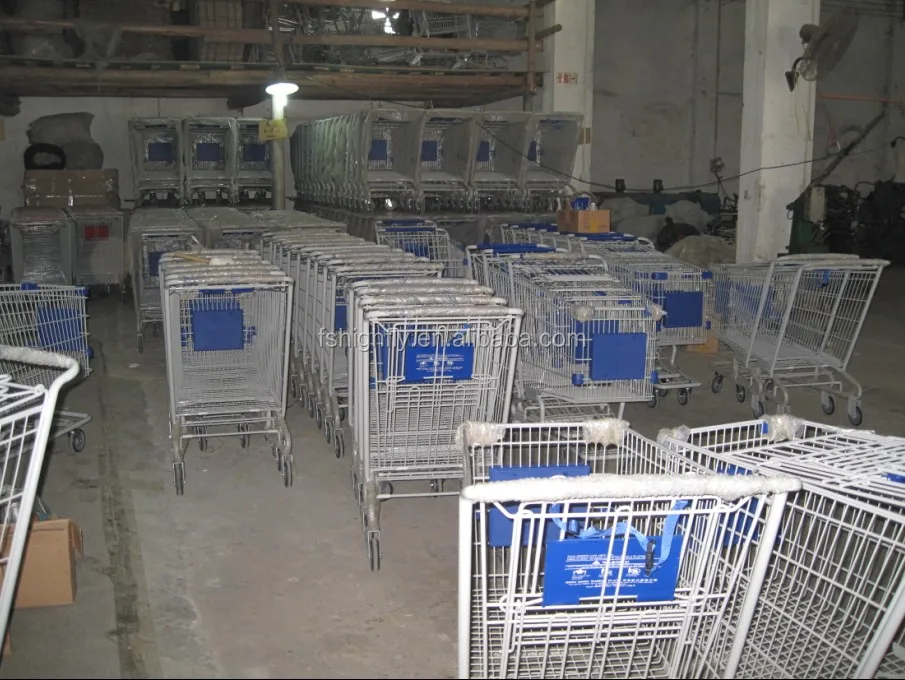 MOQ 100 PCS 198L basket shopping carts trolleys With Advertising Sign Holder, 198L Supermarket Advertising Cart