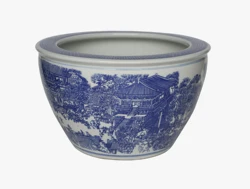 ceramic bonsai pot  birds and flowers painting blue and white porcelain indoor outdoor decorative  for good sale