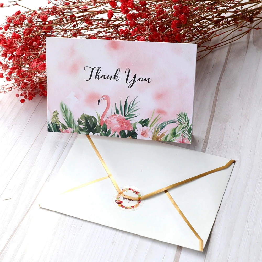 Factory sales folding greeting small Thank You Card with different designs and envelope