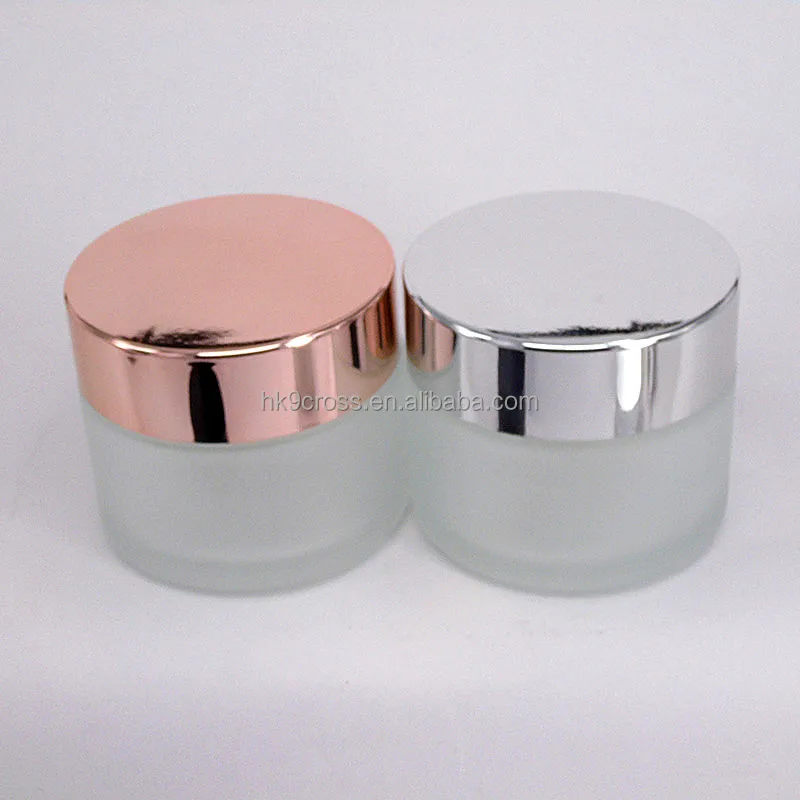 
100ml frosted glass jar cosmetic cream jar with rose gold cap 