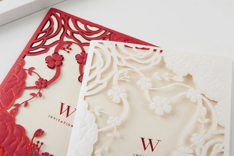 beautiful flower design china custom wedding invitation card