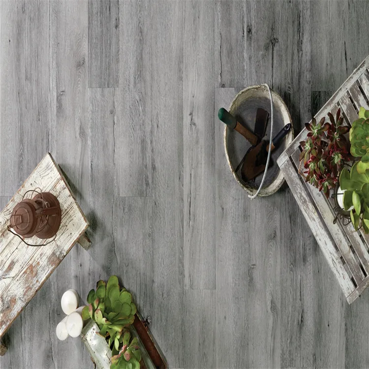
UV coating grey wood design LVT click Eco pvc vinyl flooring 