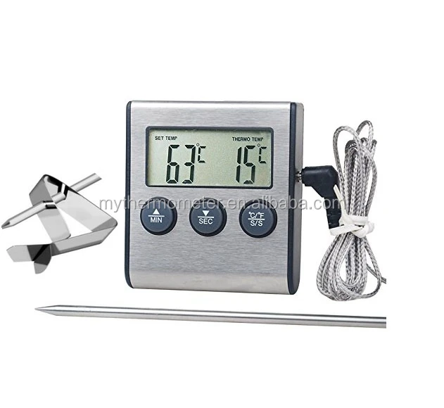 
Factory Digital Thermometer Probe With Clip Magnet Oven Grill Thermometer 
