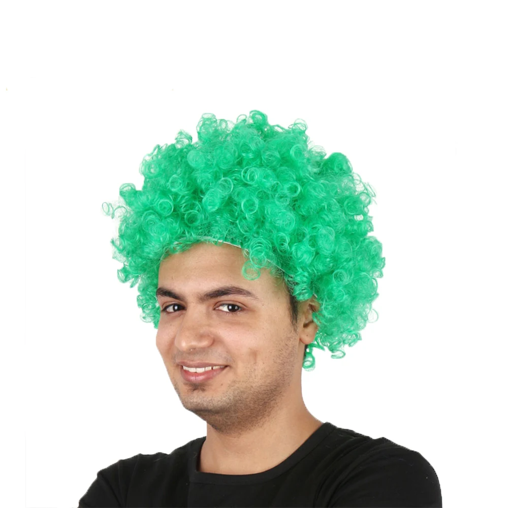 high quality green cheap synthetic short afro wigs for sale