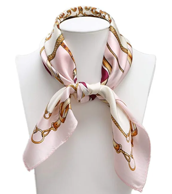 Wholesale OEM Fashion Design Printed Custom Silk Satin Silk Ladies Scarves for Shirt Office and Flight Attendant Uniform