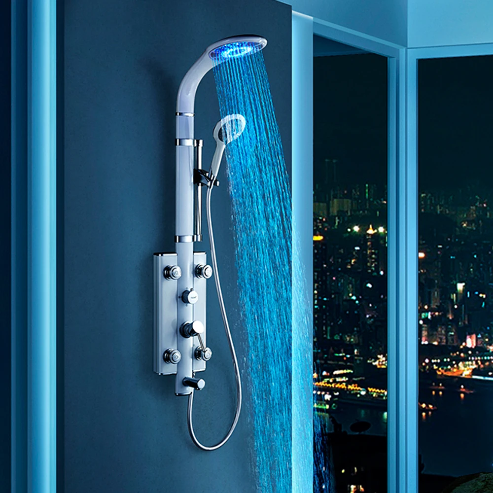 
Color changing led shower with massage jets 