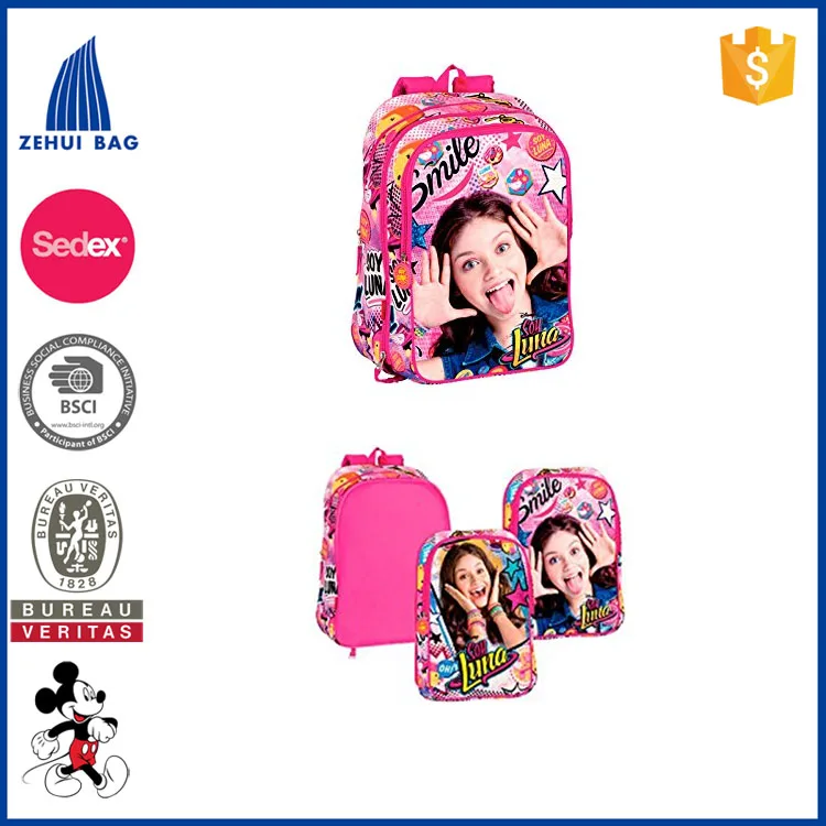 
Soy luna smile cute picture of school bag delsey luggage kids trolley school bags for children 