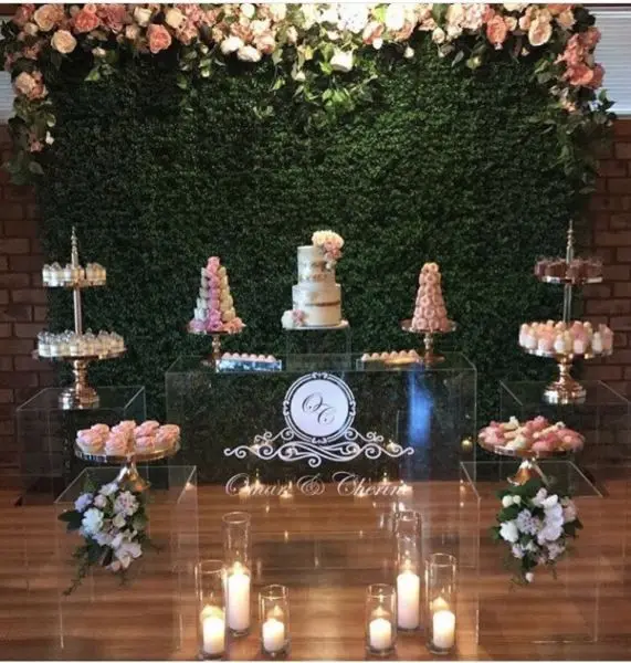 Прозрачный квадратный акриловый Свадебный декор на заказ, пластиковая витрина для цветов и капкейков