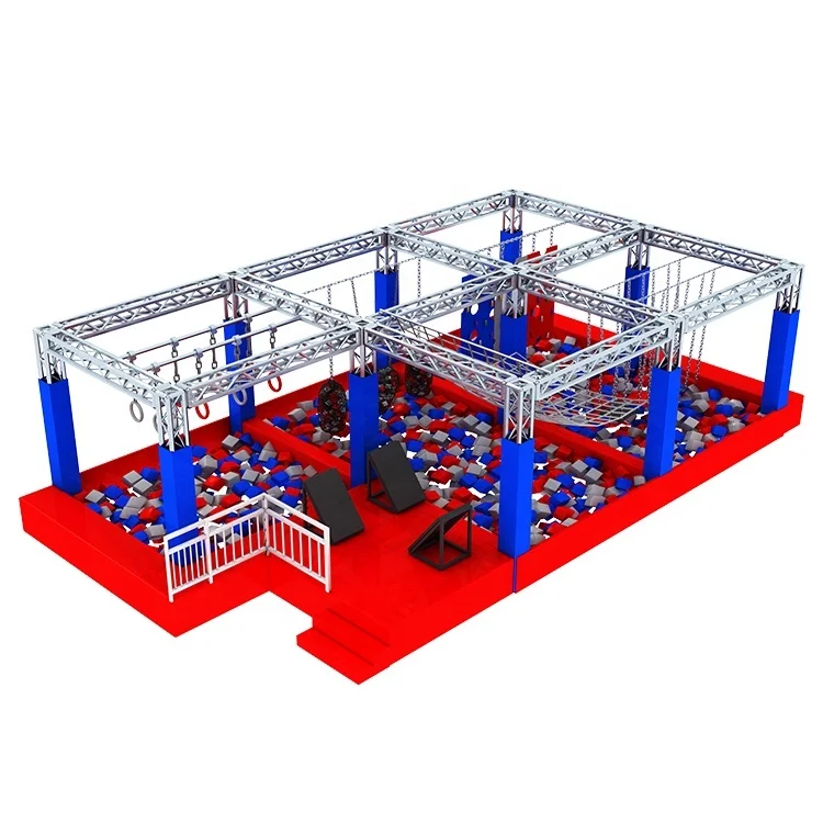 Kids playground equipment indoor amusement trampoline park ninja warrior obstacle course manufacturer