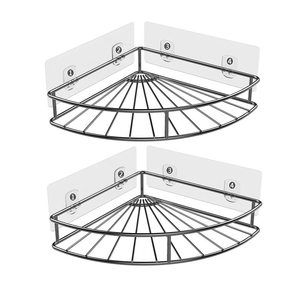 2 Pack 304 Stainless Steel Wall Mounted Bathroom Shower Caddy Corner Shelf for Toilet