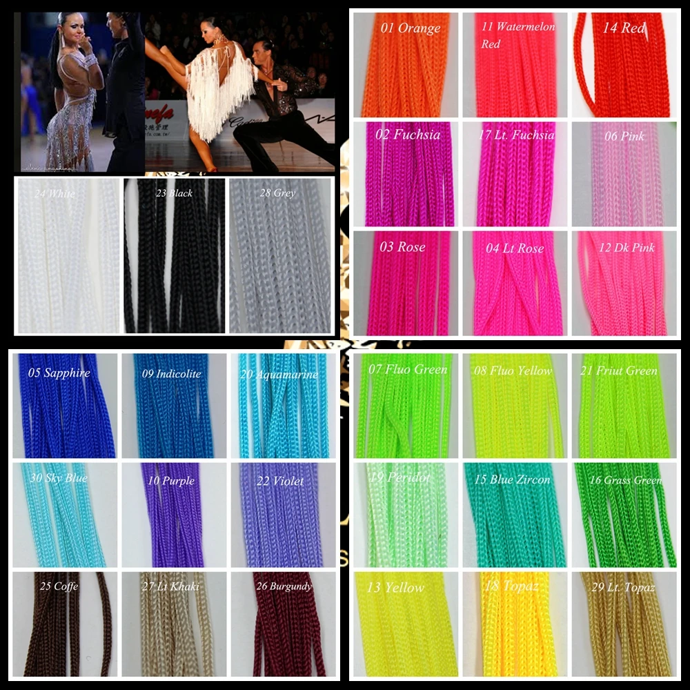 Wholesale high quality 20cm 30cm orange soft curtain 100% polyamide tassel fringe trim for dancing dress