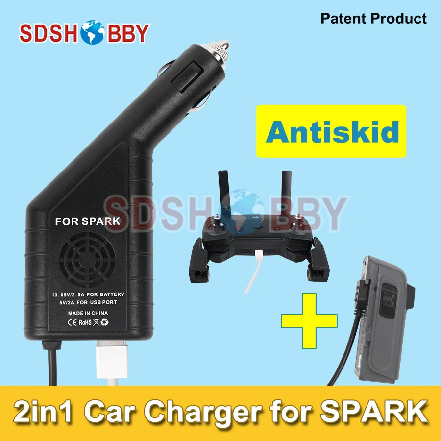 2in1 Car Charger Drone Charging Battery Output with USB Accessories for DJI Spark