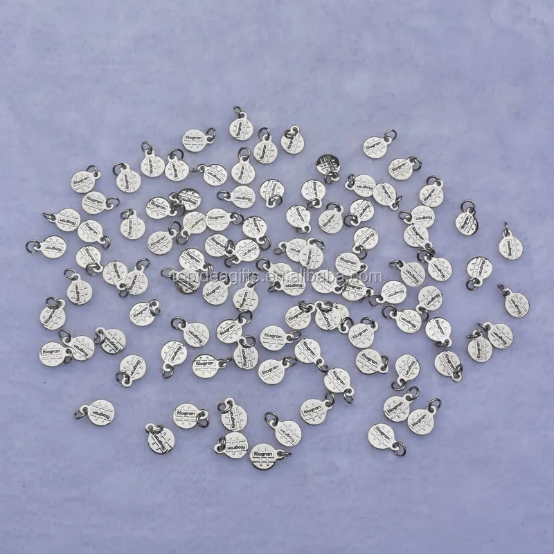 Gold & Silver Finish Horse Logo Metal Sandblast Round Jewelry Bracelet Pendant Tags