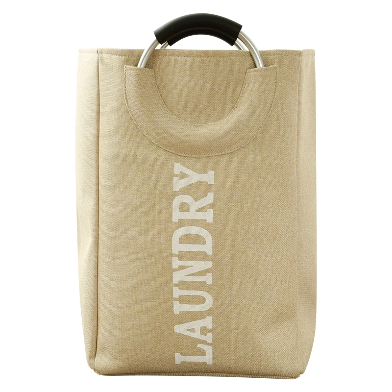 Large Foldable Canvas Bathroom Cloth Storage Washing Bin Laundry Hamper Collapsible Laundry Basket with Handles