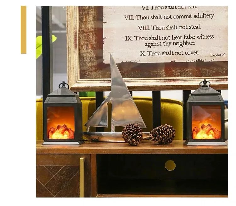 
new style plastic indoor and outdoor decorative tabletop and hanging dancing moving emulational fireplace flame led lantern 