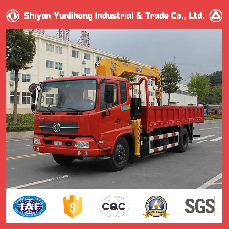 Dongfeng 4x2 15 ton 6 wheel Dump Truck With mounted 8 Tons Telescopic Boom Mounted Crane For Sale