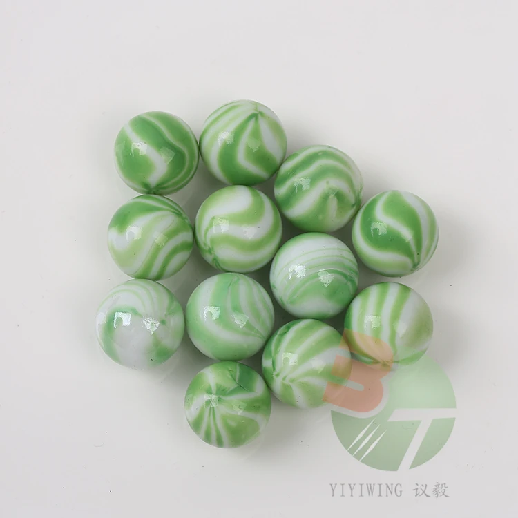 100pcs 16mm  white ceramics  green flower colour solid glass balls  1.6cm cheap wholesale hot sale marble ball Children toys (62160926948)