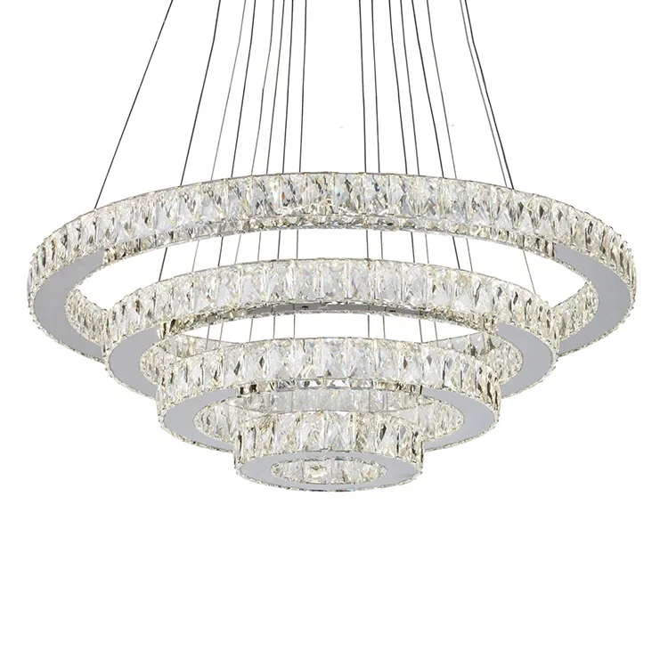 
Современная светодиодная кольцевая хрустальная люстра, Потолочный подвесной светильник для столовой 