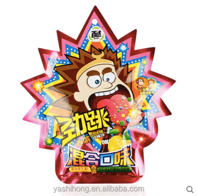 
Custom printed popping candy heat seal plastic shaped bags for Lollipop candy packaging 