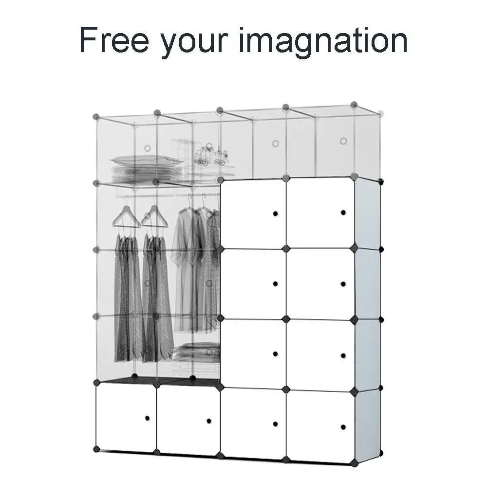 DIY Plastic Cube Modular Storage Closet Cabinet Organizer
