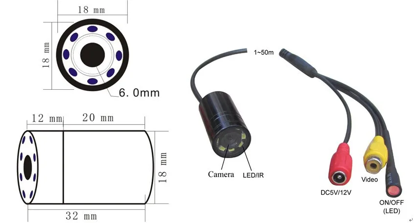 Underwater Video Camera LED IP68 Fishing 8pcs Mini Camera Night Vision Infrared Underwater Camera CE FCC Rohs DC 4-24V 3rd Eye