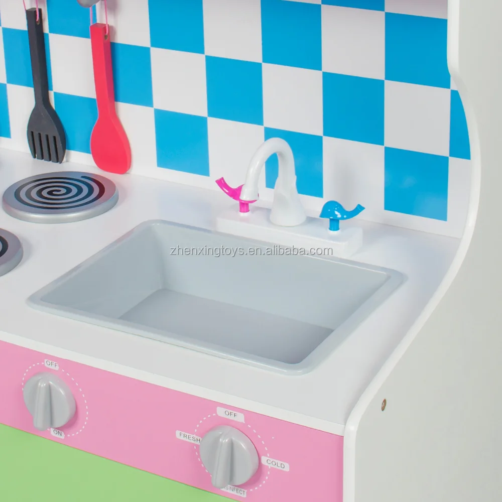 Wooden kids modern miniature kitchen set toy