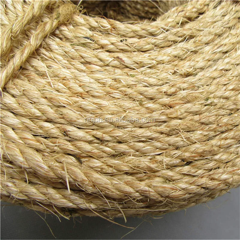 6mm 3-Strand Packing Rope can be used for packing strapping, ship, outdoor etc. Natural Color Sisal Rope