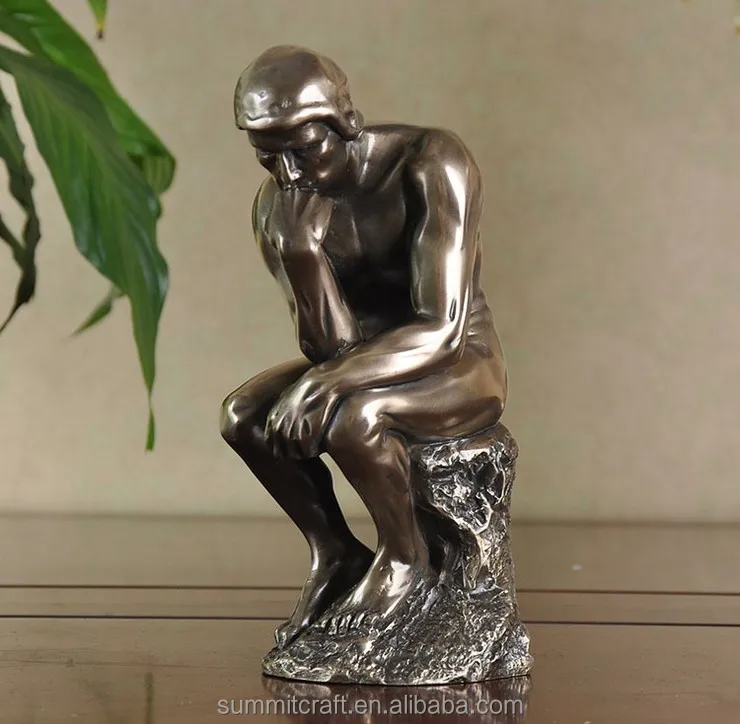 resin cold cast bronze thinker sculpture