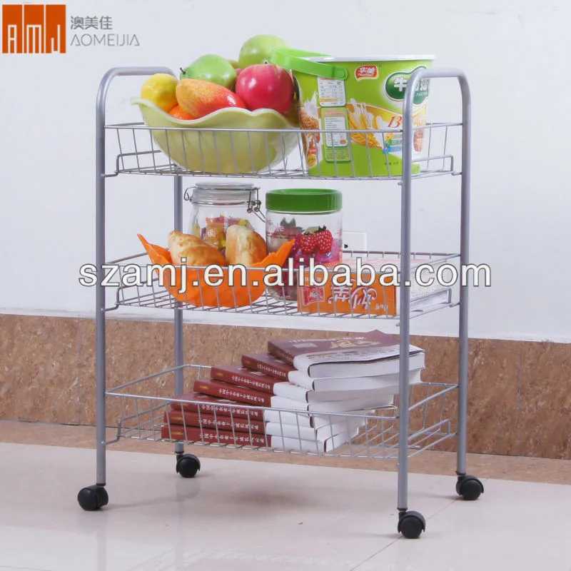 High quality light duty three Layers kitchen storage steel metal racks
