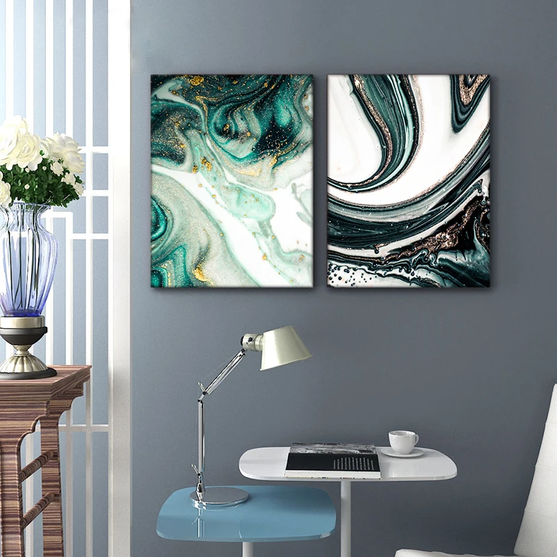 
Hot selling abstract canvas painting with glitter powder decoration wall art 