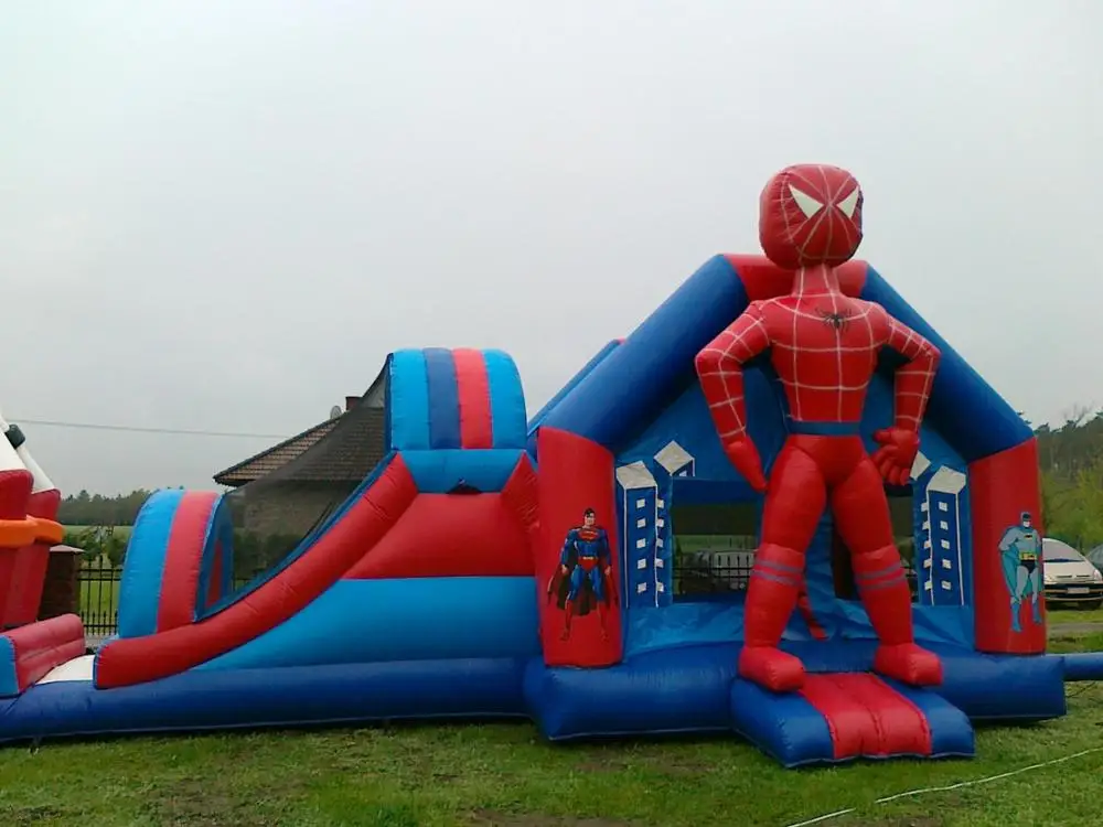 Spiderman Adventure Inflatable Combo / Superhero bounce house with slide / moonwalk bouncer for sale