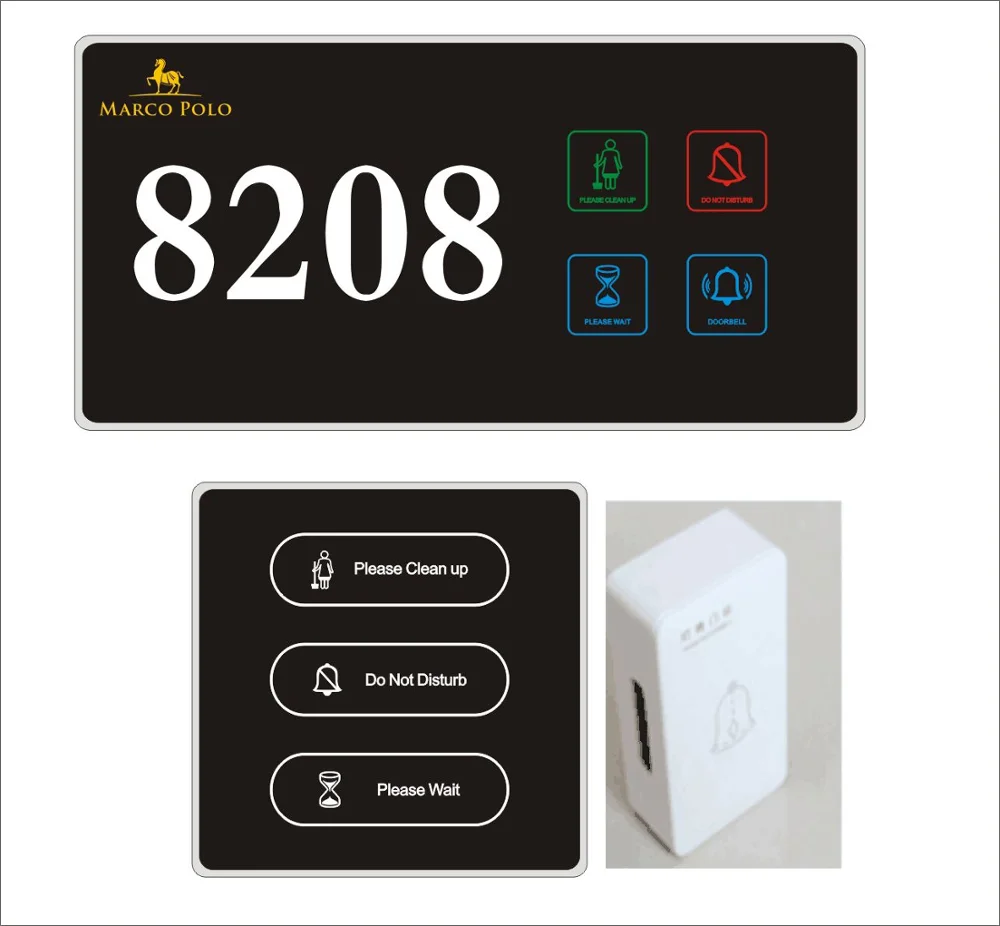 Hotel Apartment Electronic Doorplate, Room Number Display Touch panel hotel DND Doorbell system with MUR  switch