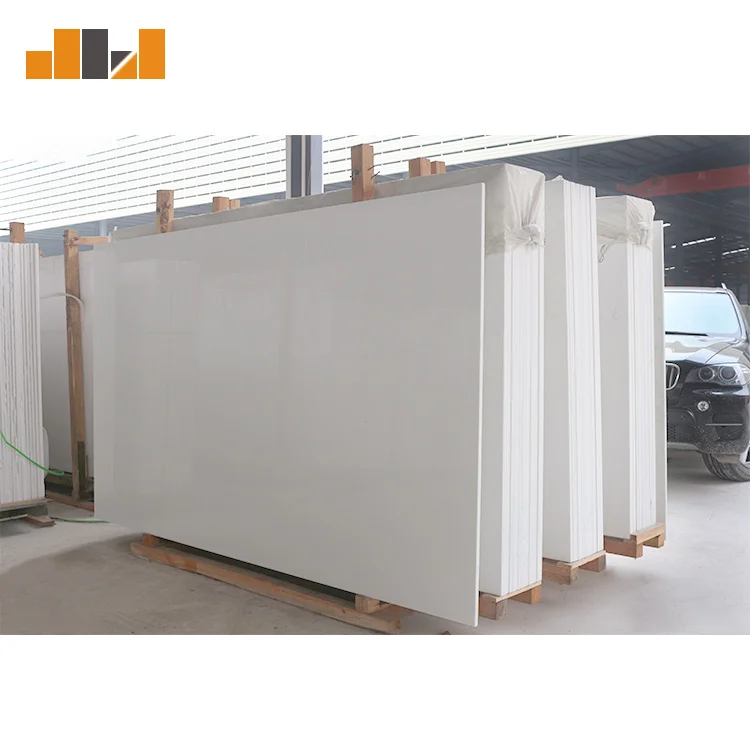 Factory supply heat resistant kitchen top artificial white marble nano glass