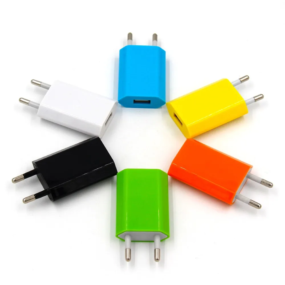 Заводская оптовая продажа, низкая цена, сертифицированное CE ROHS, цветное настенное зарядное устройство USB 5V1A Для Путешествий