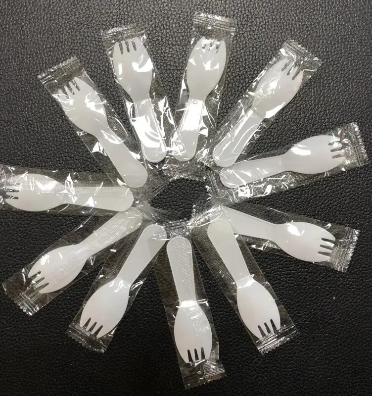 wholesale PS plastic spoon white spork disposable tableware unit pack trifle patisserie cake spoon dessert