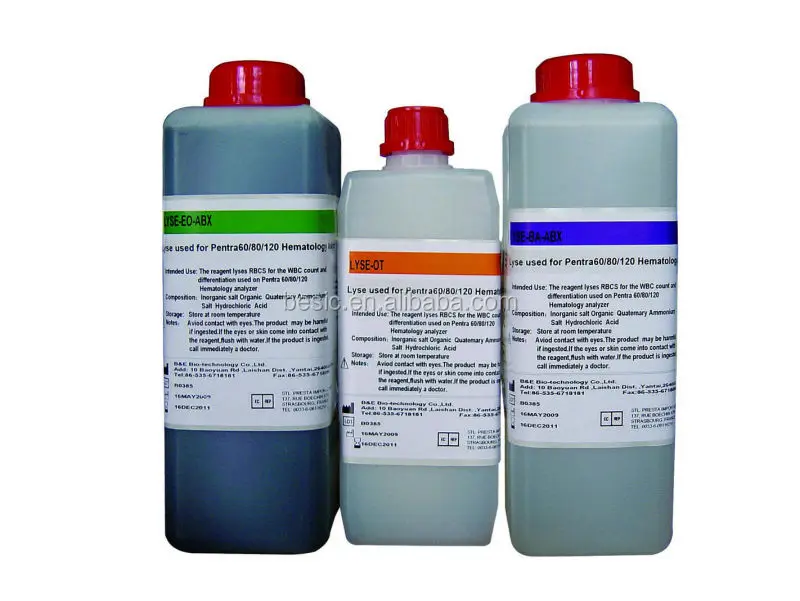 
Hematology reagents for Sysmex, Abbott, Mindray, ABX, Coulter, Nihon Kohden... 