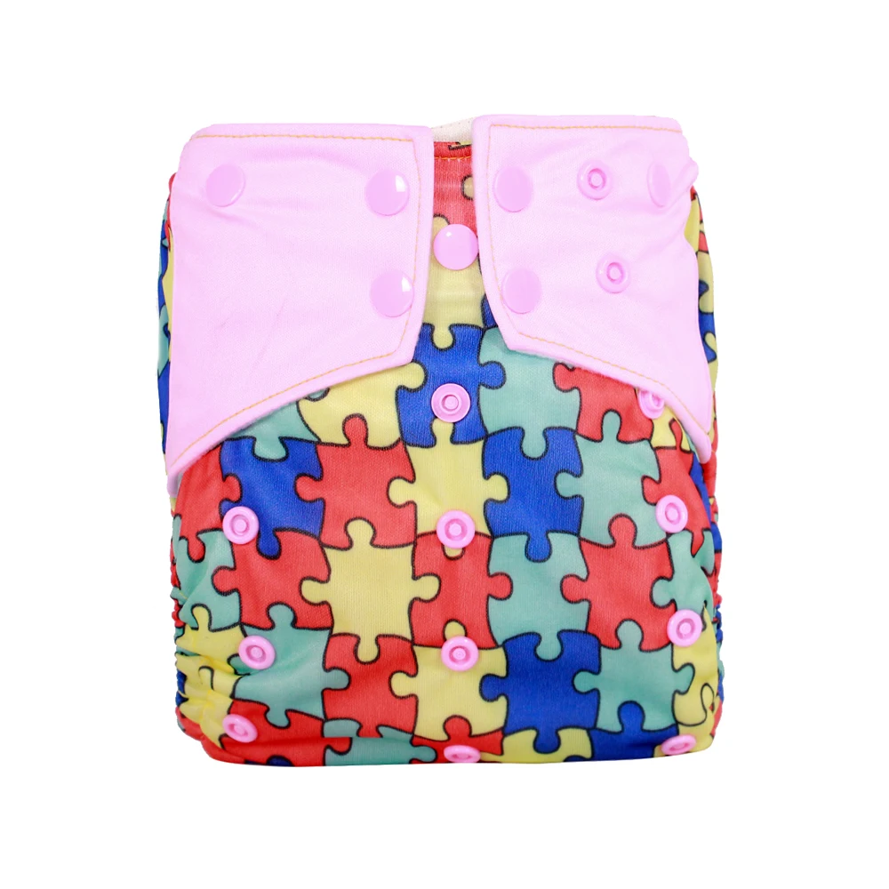 Reusable all in two diaper AI2 cloth diaper with double gusset patchwork washable PUL diaper nappy