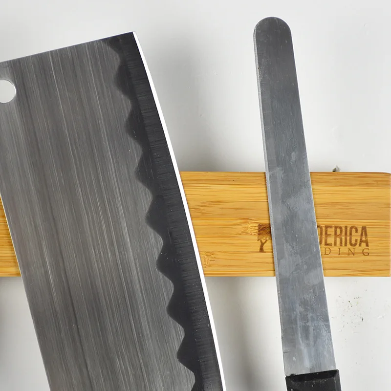 Bamboo knife magnetic bamboo knife block/ holder on wall