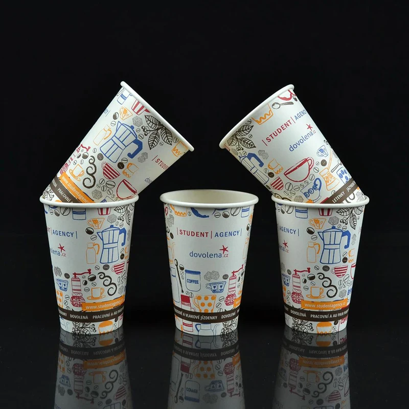 Double wall 12 oz hot disposable paper coffee cup with lid