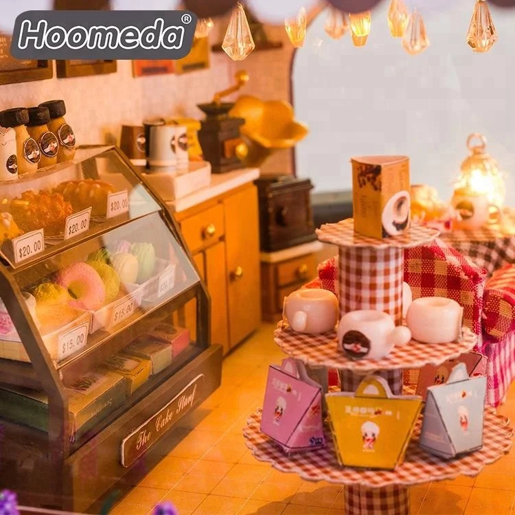 DIY wood craft dolls furniture coffee shop 1 24 scale miniature doll house