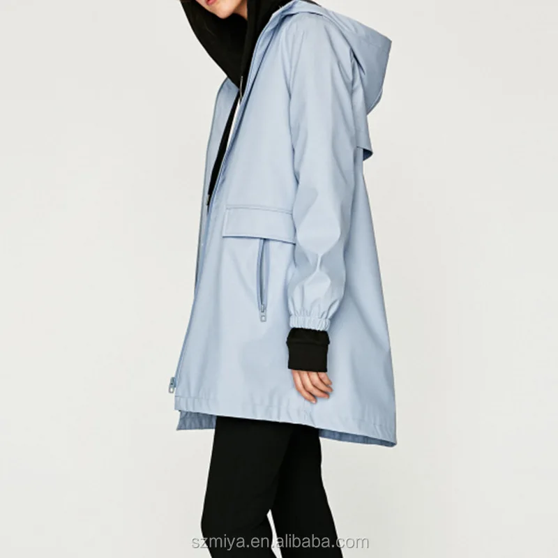 
European style waterproof raincoat windbreaker tooded womens parka jacket 