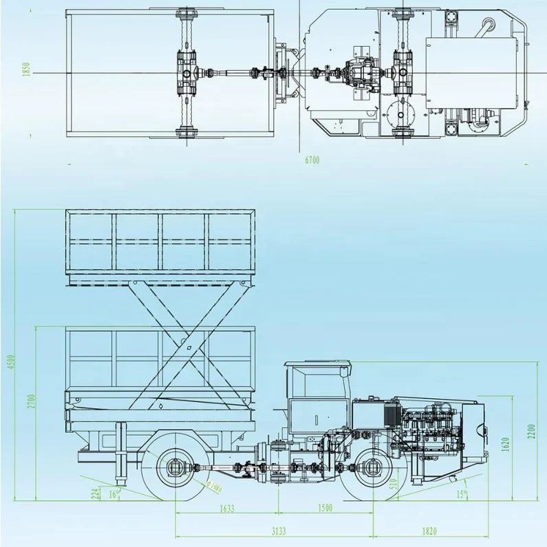 Articulated Underground Mine Equipment Scissor Lift Vehicle for Tunnel Construction
